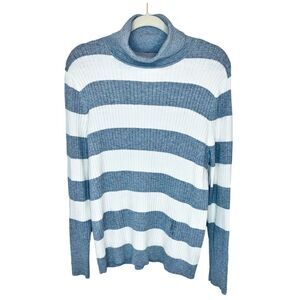 Talbots Button Cuff Ribbed Turtleneck Sweater XL Petite XLP Gray Silver White